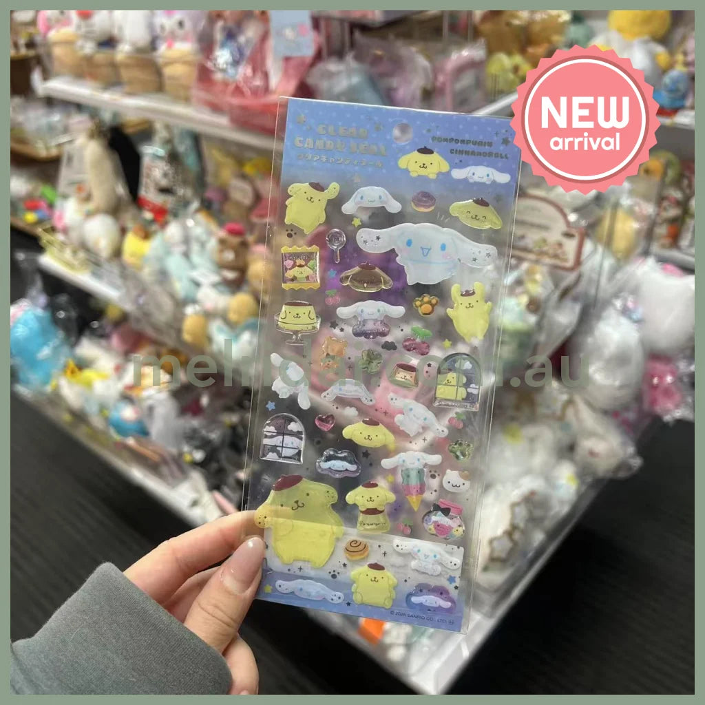 SANRIO | Cinnamoroll & Pompompurin Clear Plump 3D Sticker 200×90mm (Candy)