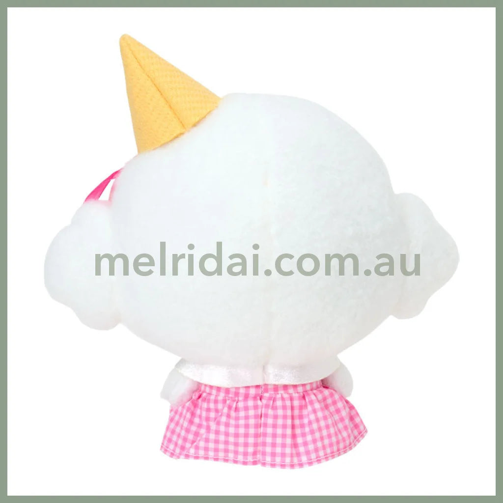 SANRIO | Cogimyun Fluffy Plush Toy Plush Doll W22 x H22 x D11 cm (10th Anniversary Gingham Heart Ice Cream)