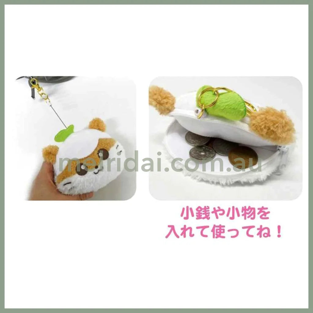 SANRIO | Corocorokuririn Face-shaped Pouch Plush Pass Case with Reel 125×95×40mm (Heart-pounding Memories Heisei Retro)