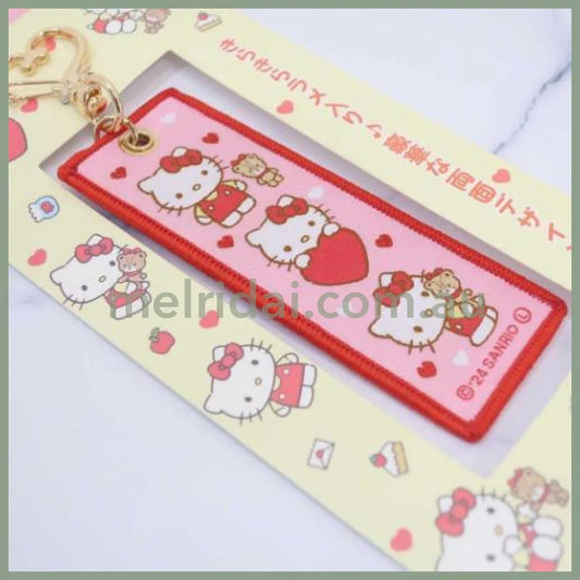 SANRIO | Double Sided Embroidery Flight Tag / LuggageTag Keychain 100x35x3.5mm (Hello Kitty)