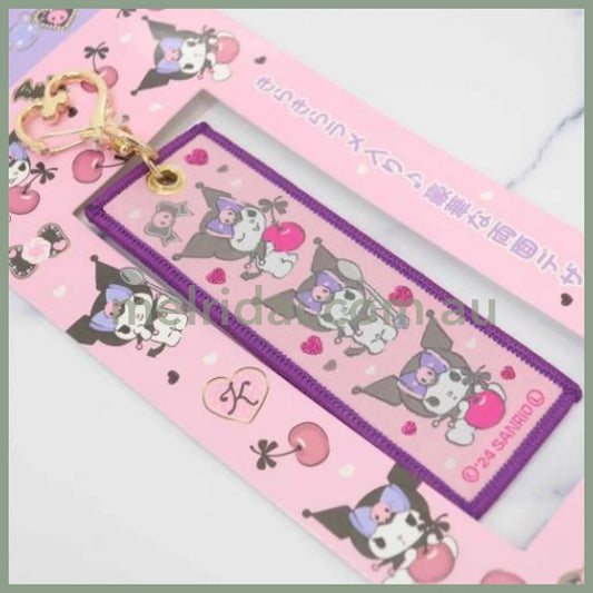 SANRIO | Double Sided Embroidery Flight Tag / LuggageTag Keychain 100x35x3.5mm (Kuromi)