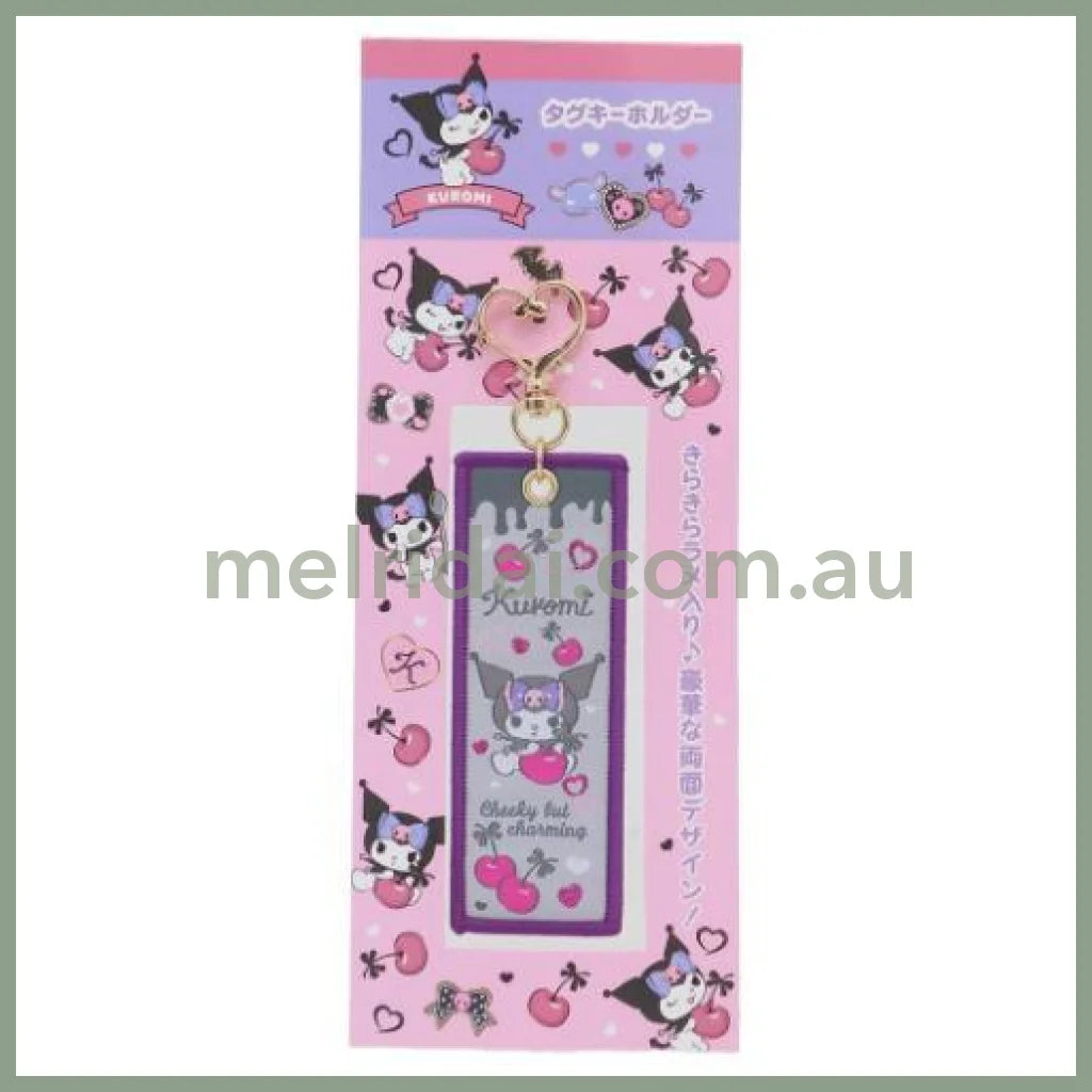 SANRIO | Double Sided Embroidery Flight Tag / LuggageTag Keychain 100x35x3.5mm (Kuromi)