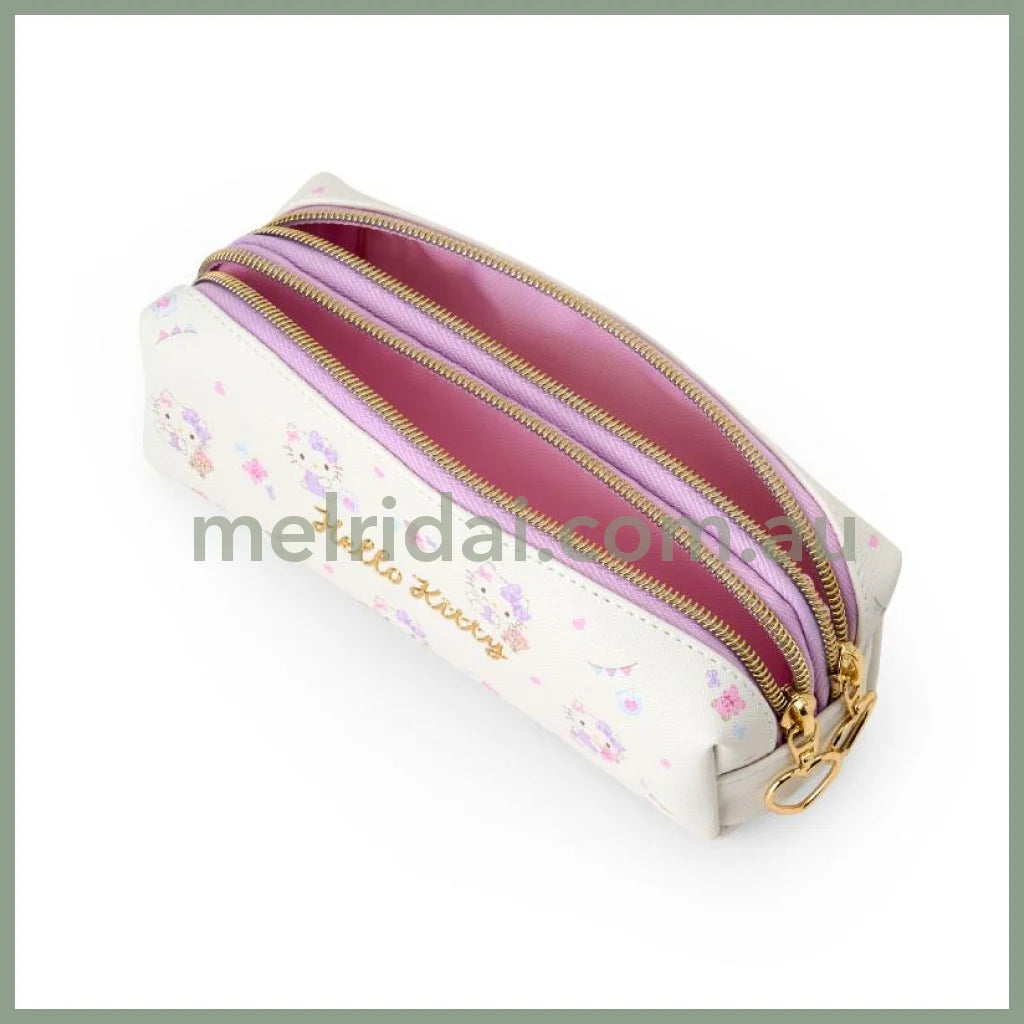 SANRIO | Double Zipper Pen Case Pencil Pouch 18.5×6×6cm (Hello Kitty)