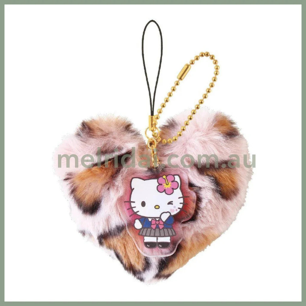 SANRIO | Fluffy Fluffy Big Heart Acrylic Phone Charm/ Keychain 103×85×50mm (Hello Kitty - Tokimeki Heisei Kogal)