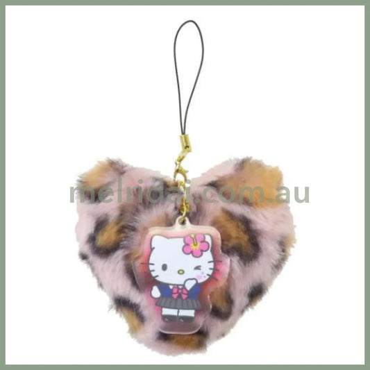 SANRIO | Fluffy Fluffy Big Heart Acrylic Phone Charm/ Keychain 103×85×50mm (Hello Kitty - Tokimeki Heisei Kogal)