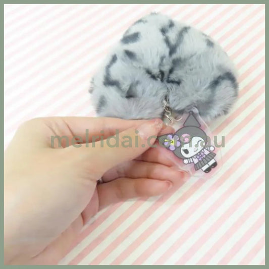 SANRIO | Fluffy Fluffy Big Heart Acrylic Phone Charm/ Keychain 103×85×50mm (Kuromi - Tokimeki Heisei Kogal)
