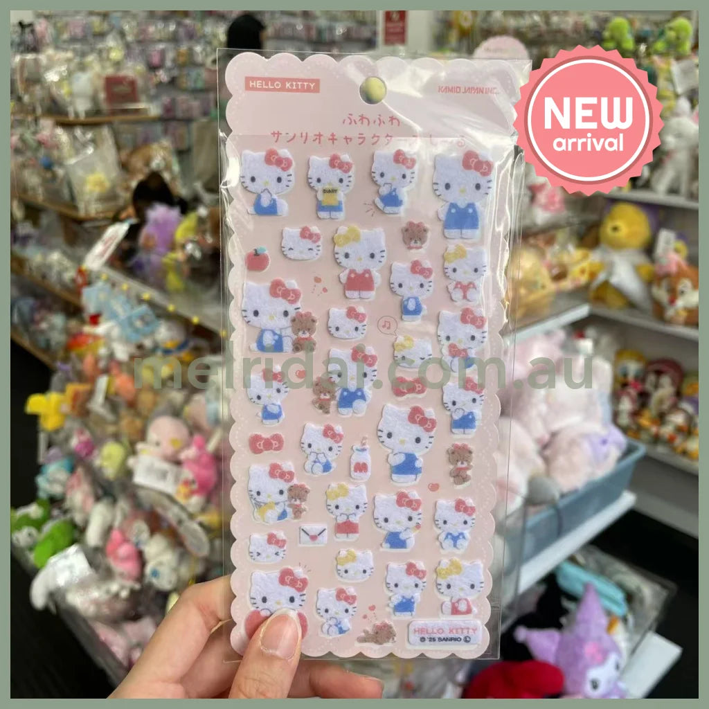 SANRIO | Fluffy Felt Sticker 90x175x1mm (Hello Kitty & Hello Mimmy & Tiny Chum)