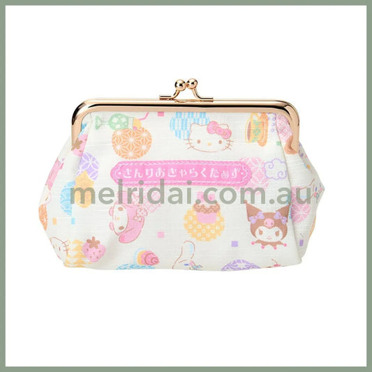 SANRIO | Gamaguchi Pouch Clasp Pouch 21.3 x 12.4 x 7.9cm (Nagomi Pastel)