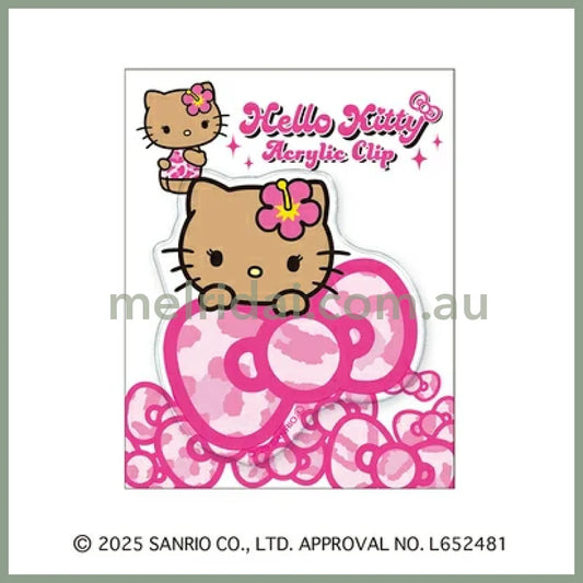 SANRIO | Hello Kitty Acrylic Clip H110×W70×D15mm (Kitty Ribbon Suntan / Tan)