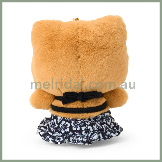 SANRIO | Hello Kitty Black Tanned Mascot Holder Plush Keychain Bag Charm 14×7×17cm (Endless Summer Vacation / Coconut