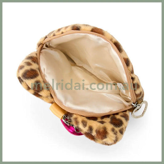 SANRIO | Hello Kitty Brown Face-shaped Pouch Bag Charm 130×20×110mm (Leopard Gal Cat)