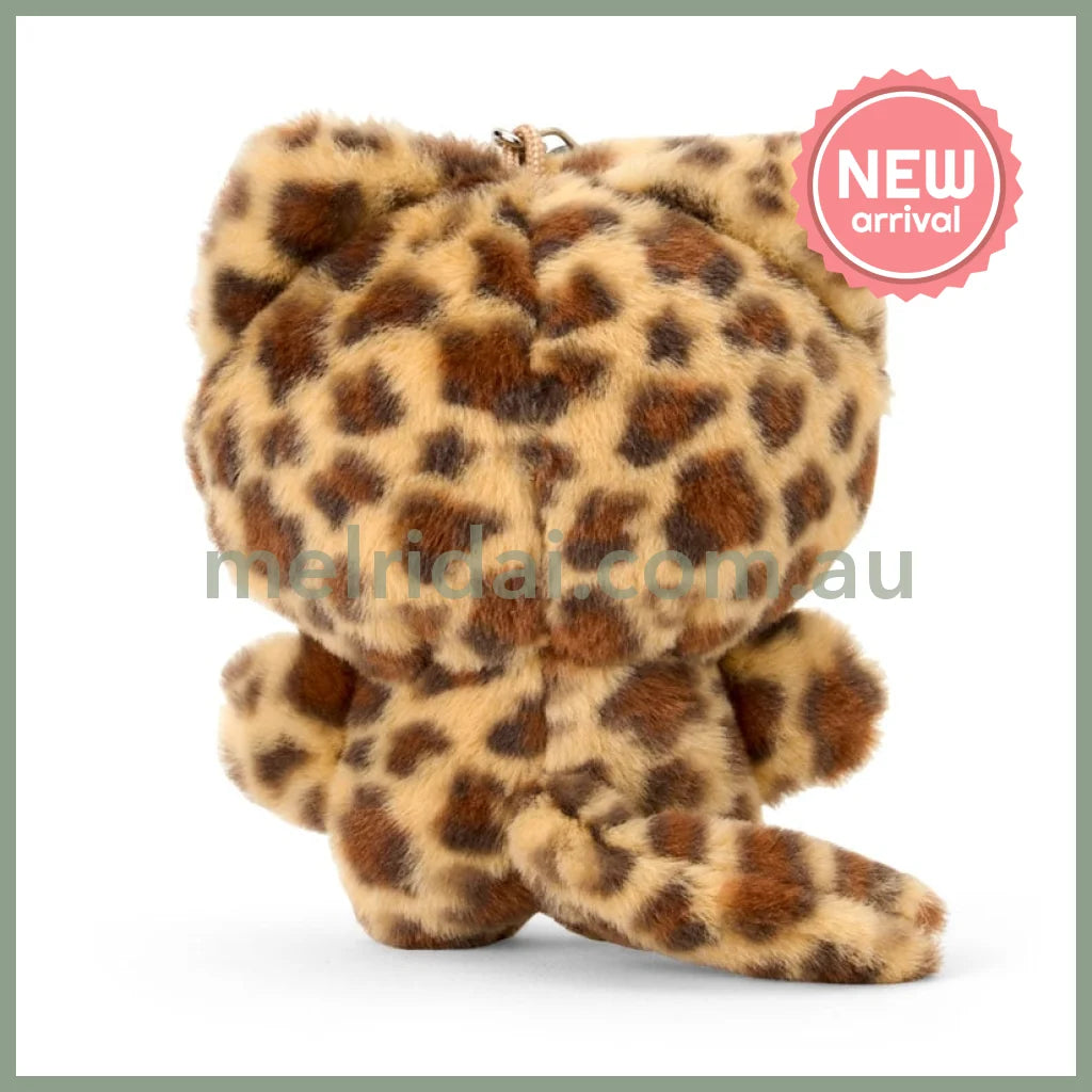 SANRIO | Hello Kitty Brown Mascot Holder Plush Keychain Bag Charm 90×50×120mm (Leopard Gal Cat)
