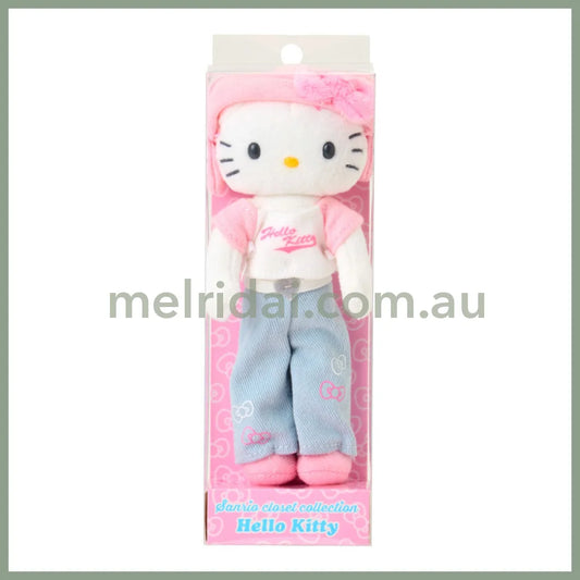 SANRIO | Hello Kitty Casual Style Bunny Ear Knit Hat Mascot Holder Bag Charm Plush Keychain 80×35×150mm (Sanrio Closet