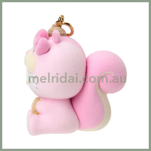 SANRIO | Hello Kitty Dangling Fluffy Tail Flocked Mascot Keychain 55×30×30mm (Fluffy Squirrel)