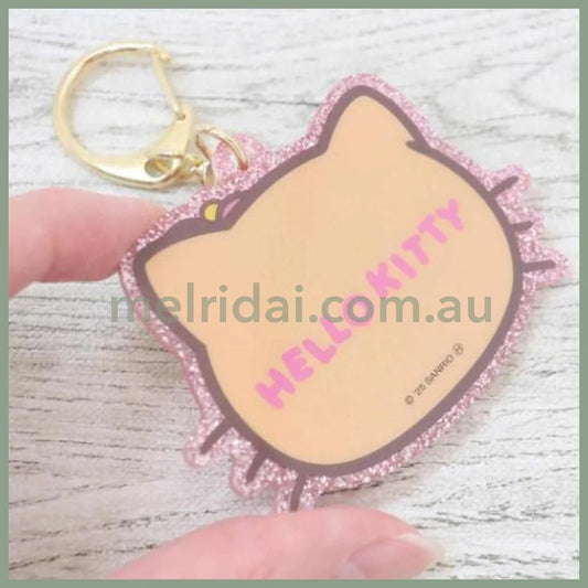 SANRIO | Hello Kitty Face-shaped Acrylic Keychain 68×51×3mm (Y2K Tan)