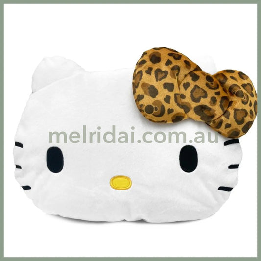 Sanrio | Hello Kitty Face-Shaped Cushion H330×W430×D110Mm (Leopard Brown)