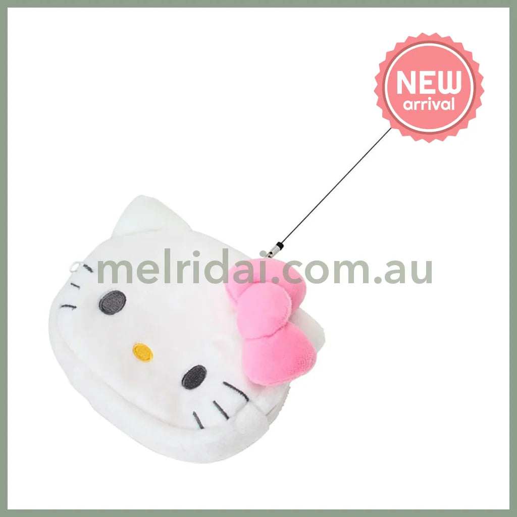 SANRIO | Hello Kitty Face-shaped Pass Case & Pouch Keychain With Reel 140×50×120mm