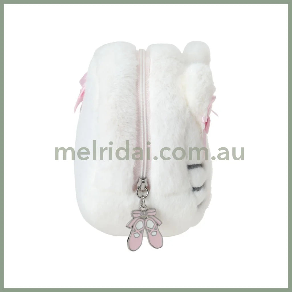 SANRIO | Hello Kitty Face-shaped Pouch 22.1 x 13.3 x 8.7cm (White Cat Ballerina)