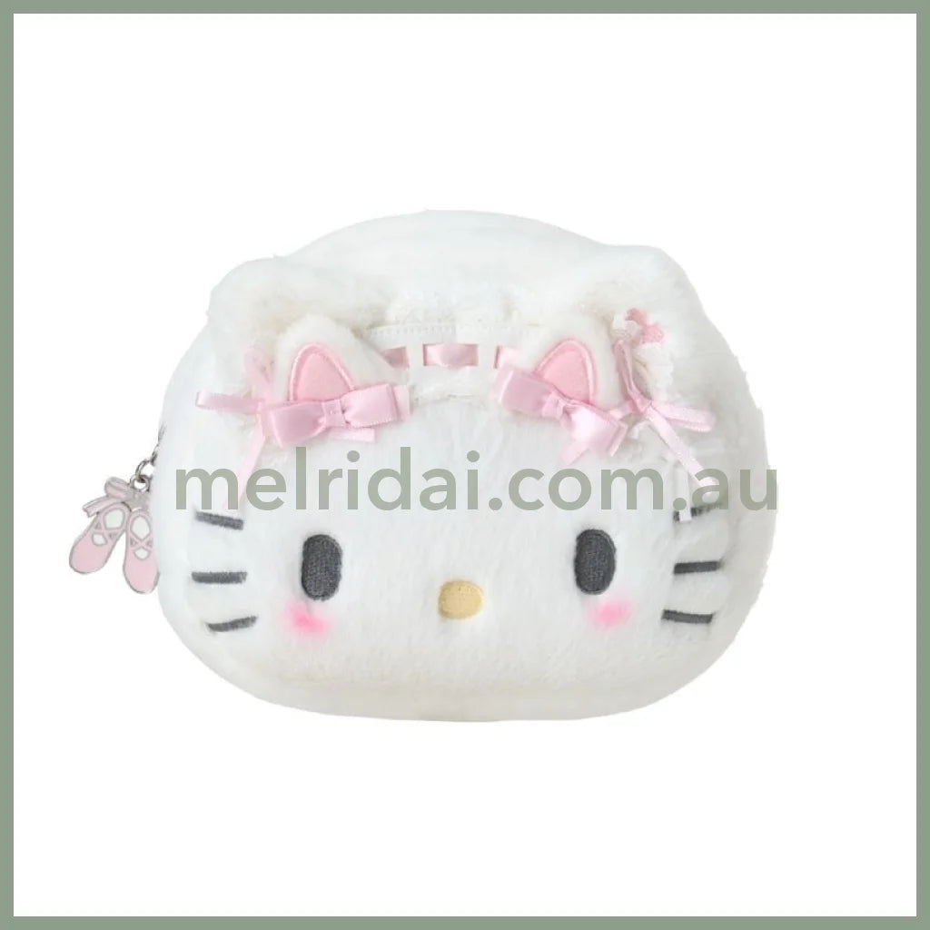 SANRIO | Hello Kitty Face-shaped Pouch 22.1 x 13.3 x 8.7cm (White Cat Ballerina)