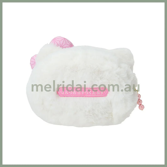 SANRIO | Hello Kitty Fluffy Face-Shaped Pouch 21.4 x 14.0 x 7.1cm (Nagomi Pastel)