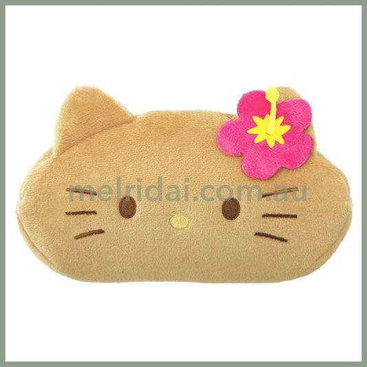 SANRIO | Hello Kitty Fluffy Plush Pen Case Pouch 200×130×40mm (Face Y2K Tanned)