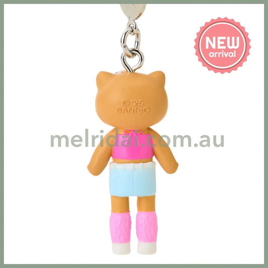 SANRIO | Hello Kitty Gal Style Y2K Hibiscus Tan Strap Phone Charm 26×12×40mm (Sanrio Closet Collection)
