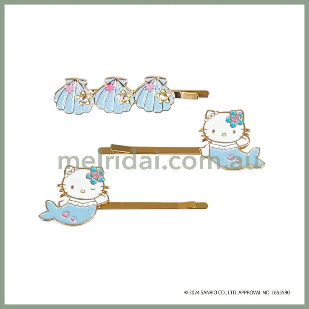 SANRIO | Hello Kitty Hairpin Set Mermaid 3-Piece Shell (Blue)
