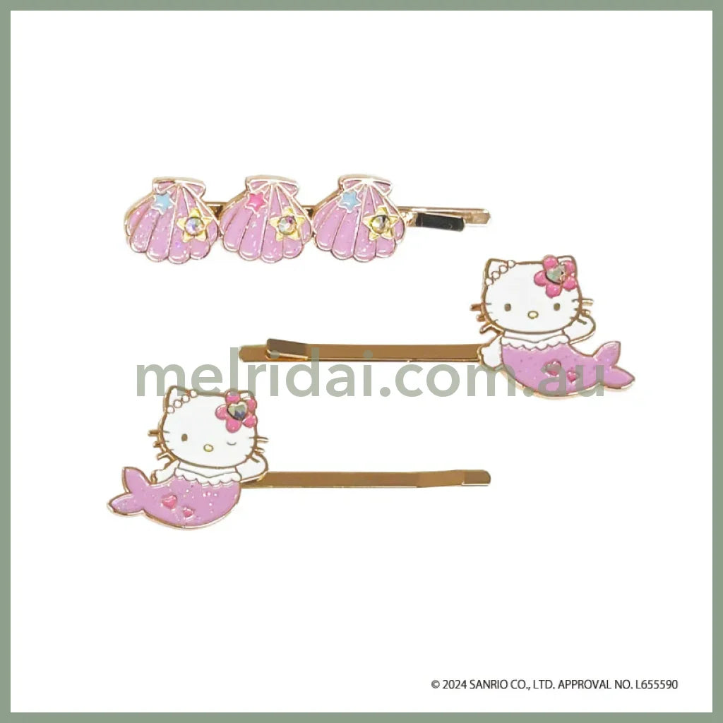 SANRIO | Hello Kitty Hairpin Set Mermaid 3-Piece Shell (Pink)
