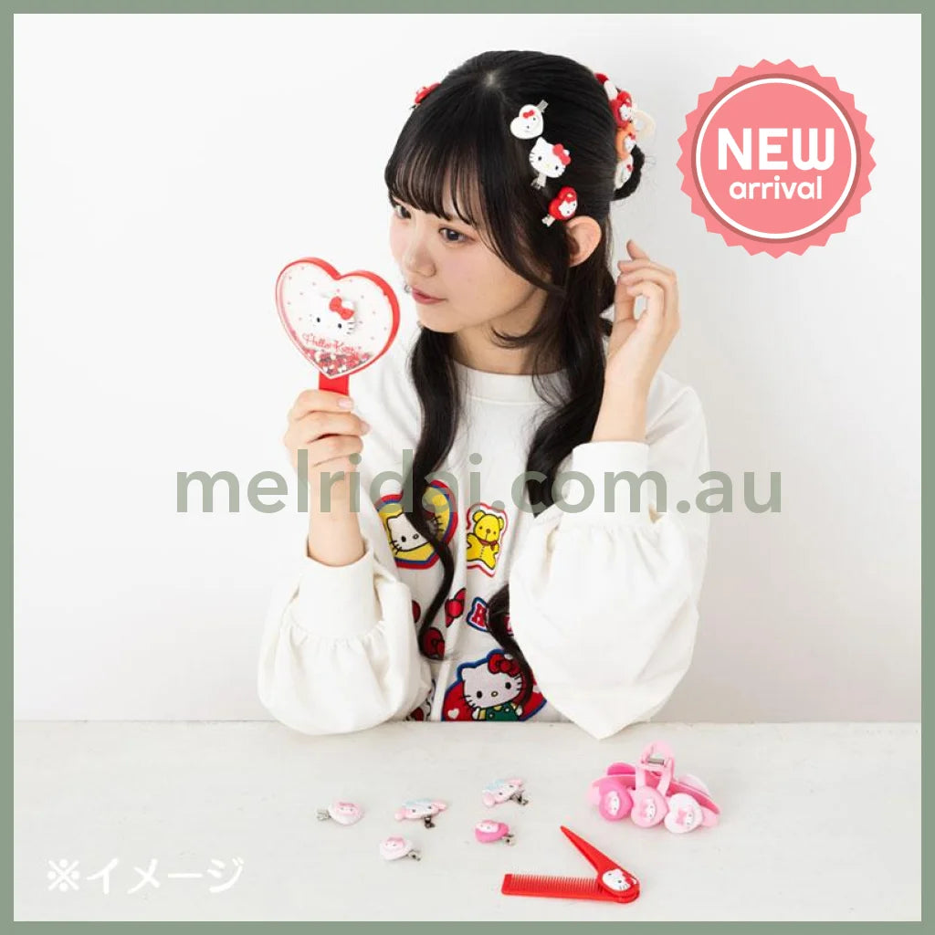 SANRIO | Hello Kitty Hand Mirror 100×15×155mm (Sparkling Sequins Heart Shaped)