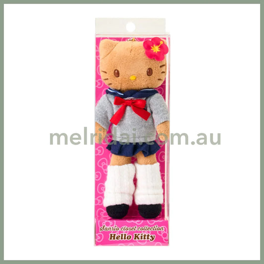 SANRIO | Hello Kitty Kogal Gogo Gal Style Uniform Tan Mascot Holder Bag Charm Plush Keychain 80×35×150mm (Sanrio Closet