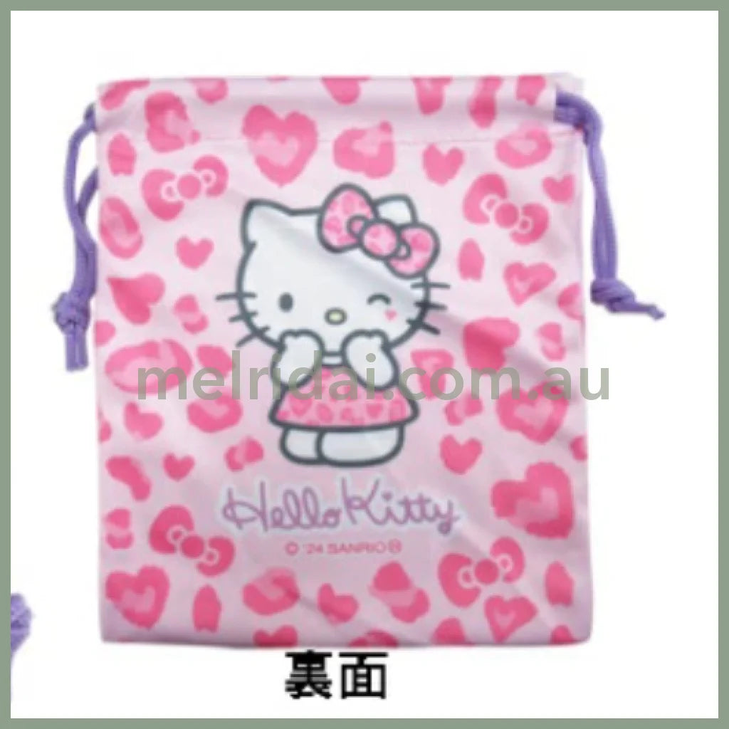 SANRIO | Hello Kitty Leopard Pink Drawstring Bag 200×165×5mm (Gogo Gal Collection)