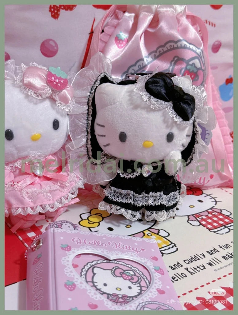 SANRIO | Hello Kitty Lolita Black Plush Mascot Keychain Bag Charm H120×W85×D65mm Vol.2 (Lovely Frill Ver.)