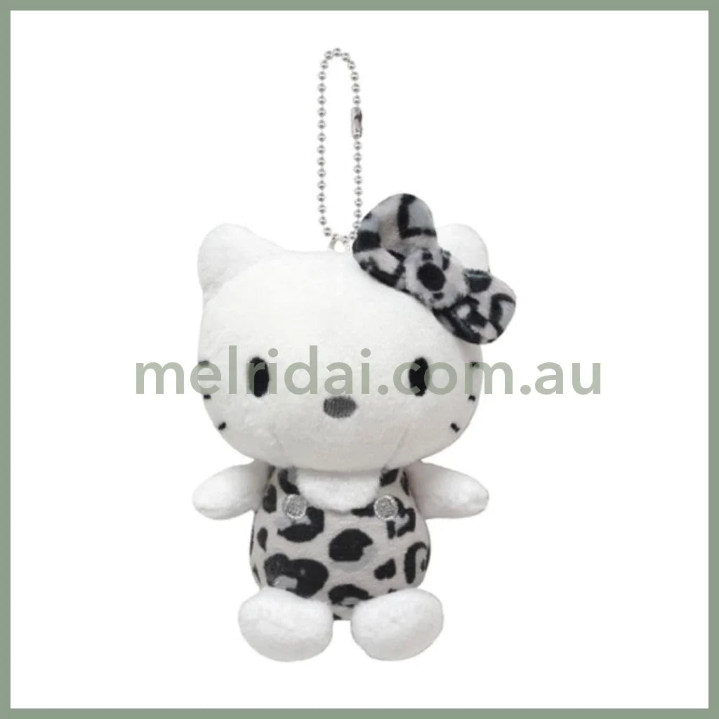 SANRIO | Hello Kitty Mascot Holder Plush Keychain Bag Charm 95×72×54mm (Leopard Grey)