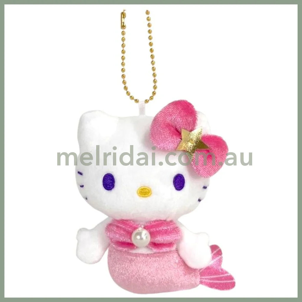 SANRIO | Hello Kitty Mermaid Pink Mascot Holder Plush Keychain 10cm Approx. (50th Anniversary)