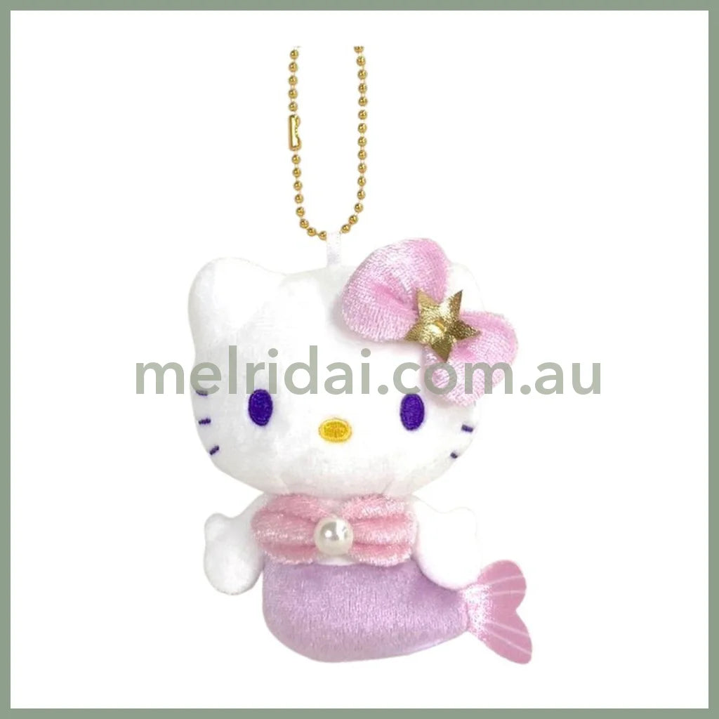 SANRIO | Hello Kitty Mermaid Purple Mascot Holder Plush Keychain 10cm Approx. (50th Anniversary)