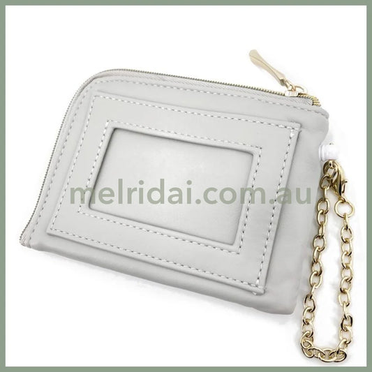 SANRIO | Hello Kitty Pass Holder Zipper Pouch with Reel W125×H80×D15mm (Monotone)