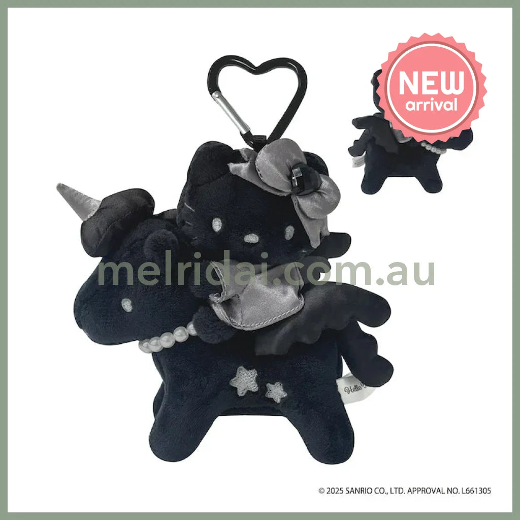 SANRIO | Hello Kitty & Pegasus / Unicorn Premium Plush Keychain with Carabiner 134×122×52mm (Black Angel)