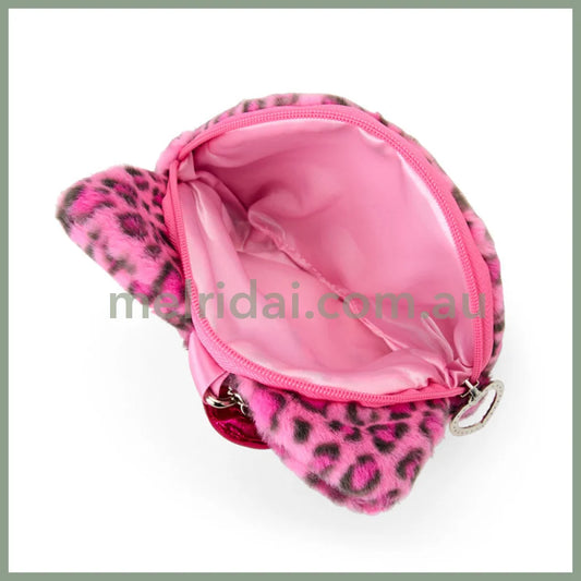 SANRIO | Hello Kitty Pink Face-shaped Pouch Bag Charm 130×20×110mm (Leopard Gal Cat)