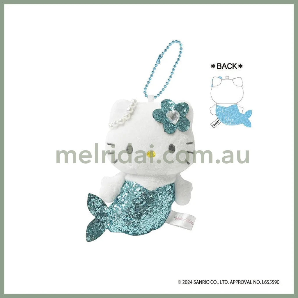SANRIO | Hello Kitty Plush Keychain H100×W83×D63mm (Glitter Mermaid Blue Ver.)