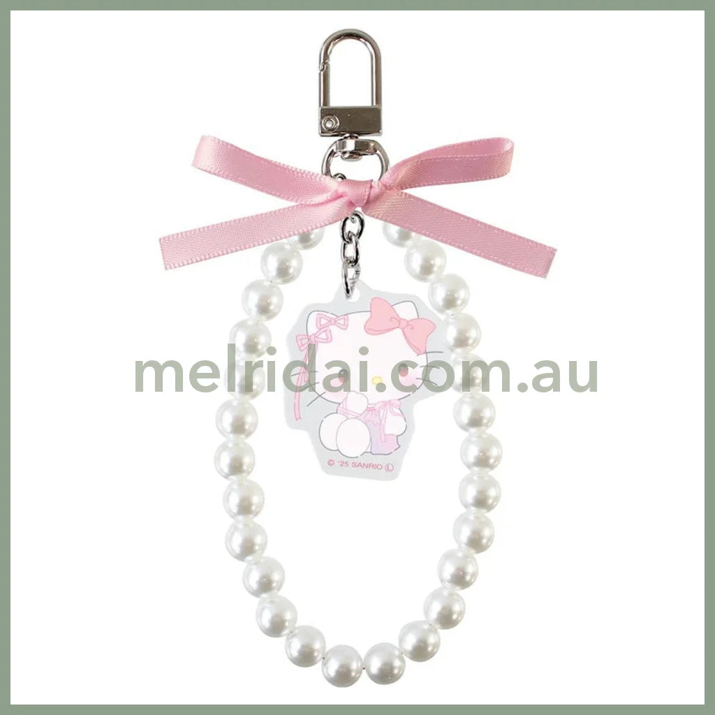 SANRIO | Hello Kitty Ribbon Pearl Keychain Phone Strap 9 x 82 x 157mm (Ballet Core)