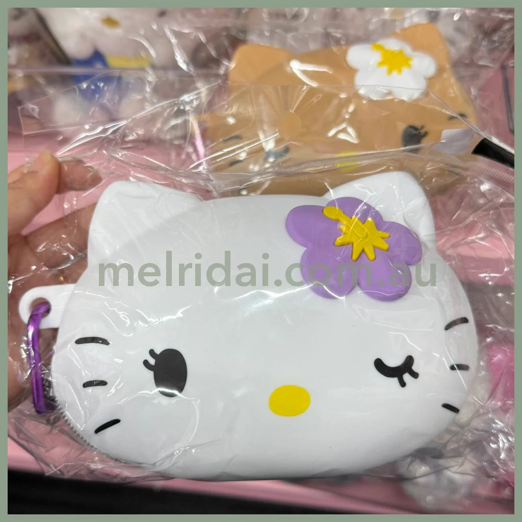 SANRIO | Hello Kitty Silicone Pencil Case Pouch with Heart Carabiner H130×W160×D100mm (White)