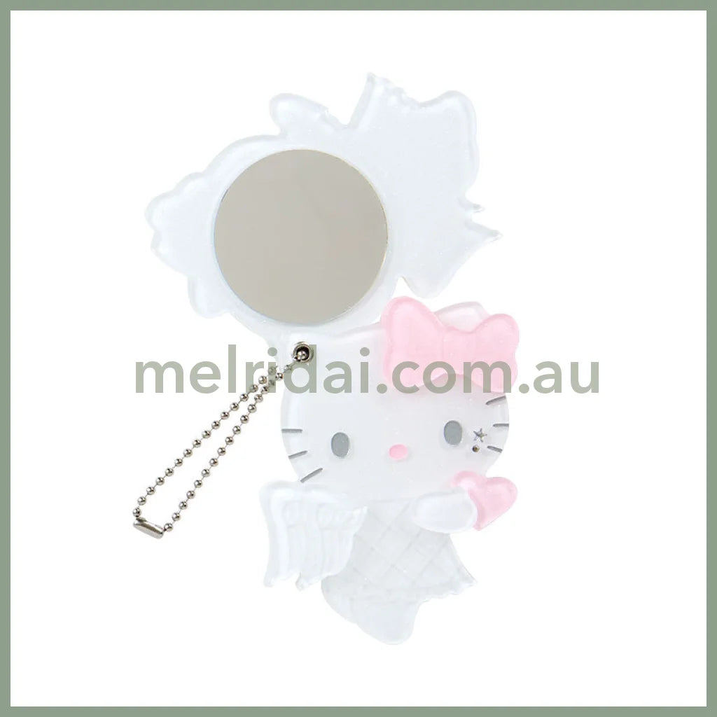 Sanrio | Hello Kitty Slide Mirror Keychain 8.6 X 6.0 1.0Cm (Angel Little Devil Design) Angel (Pink)