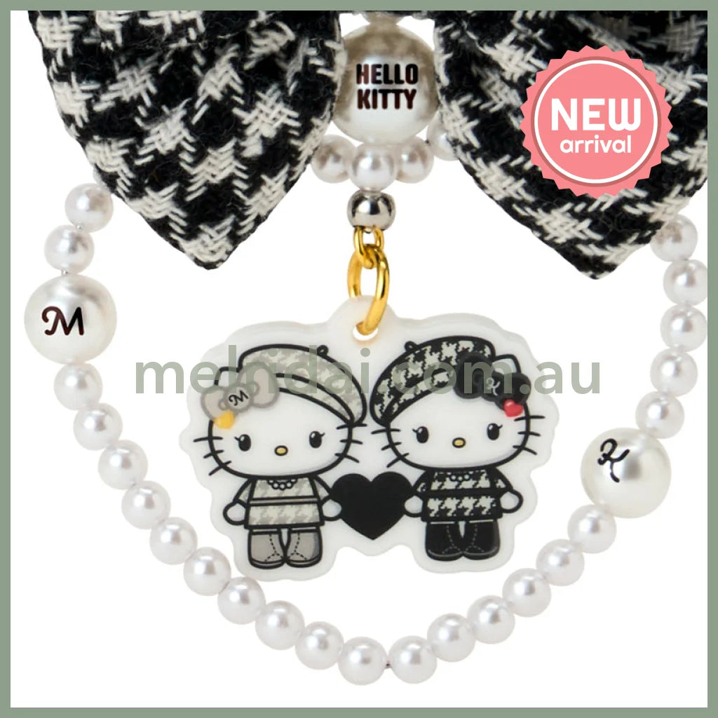SANRIO | Hello Kitty Swaying Ribbon Charm Keychain70×10×55mm (Monochrome Girly Twin Coordinate)