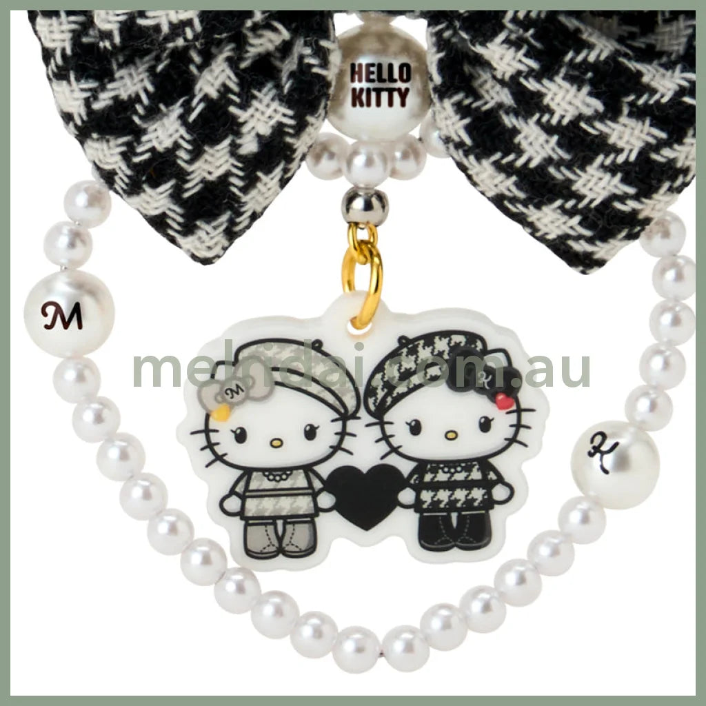 SANRIO | Hello Kitty Swaying Ribbon Charm Keychain70×10×55mm (Monochrome Girly Twin Coordinate)