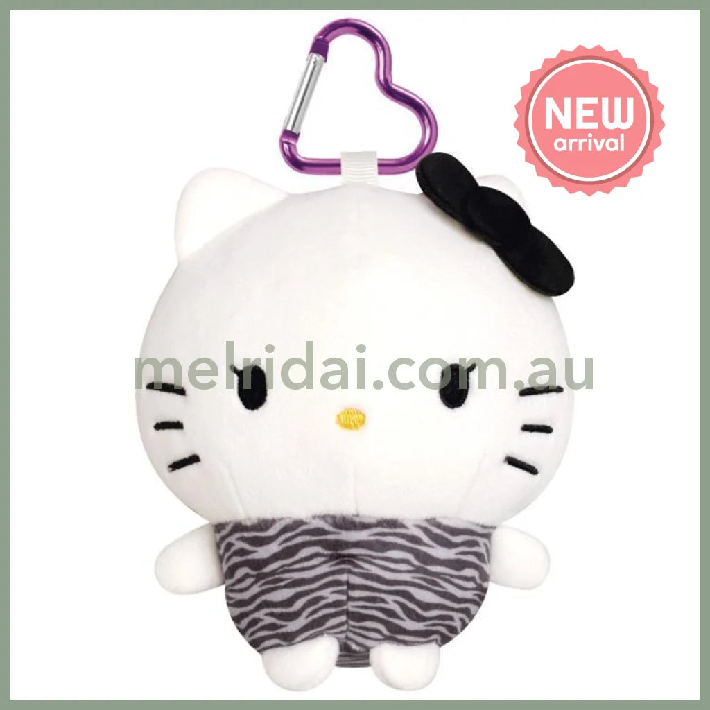 SANRIO | Hello Kitty Tanned Kitty Soft Mascot Pouch Bag Charm with Carabiner H140×W120×D90mm (Zebra)