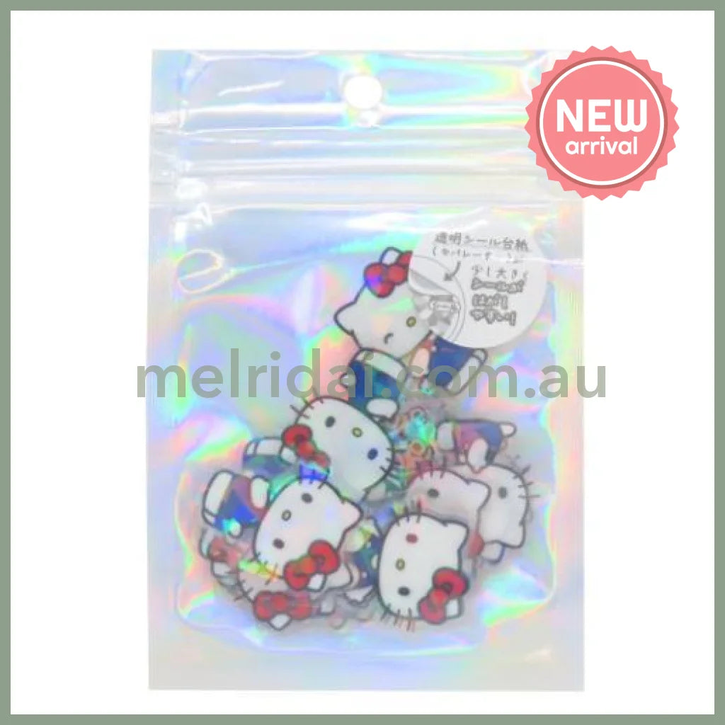 SANRIO | Hello Kitty & Tiny Chum Clear Stickers Aurora Hologram Flake 30×30mm