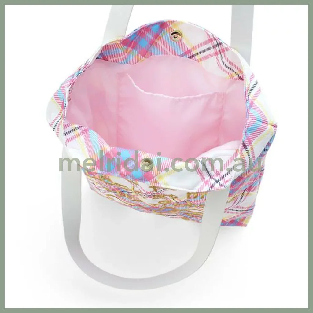 Sanrio | Hello Kitty Tote Bag 33 X 5 40 Cm (50 Anniversary) 日本三丽鸥 托特包/单肩包 (50周年苏格兰少女格纹系列)