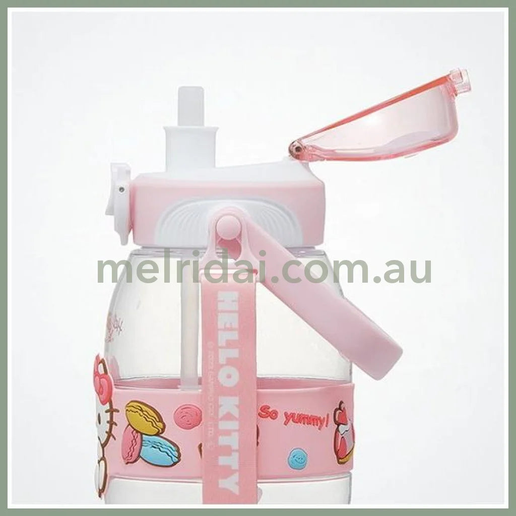 Sanrio | Hello Kitty Water Bottle With Shoulder Strap 1200Ml 凯蒂猫 超大容量外带吸管杯 附可拆卸背带 耐温100度 不可用洗碗机
