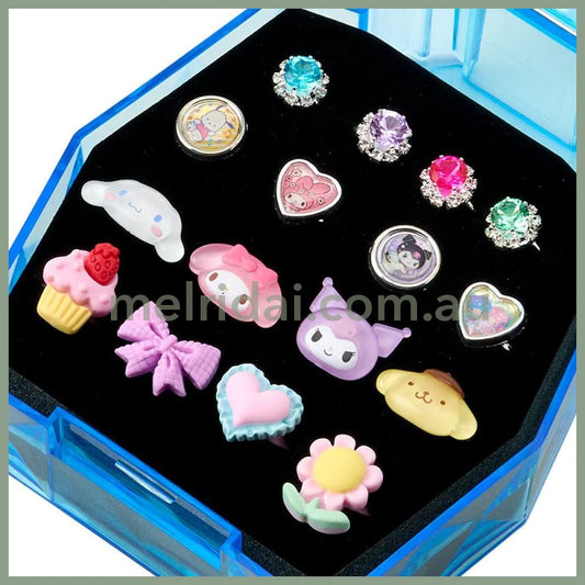 SANRIO | Kids Ring Set Characters Set of 16 with a Perfume-shaped Case (Sanrio Characters)