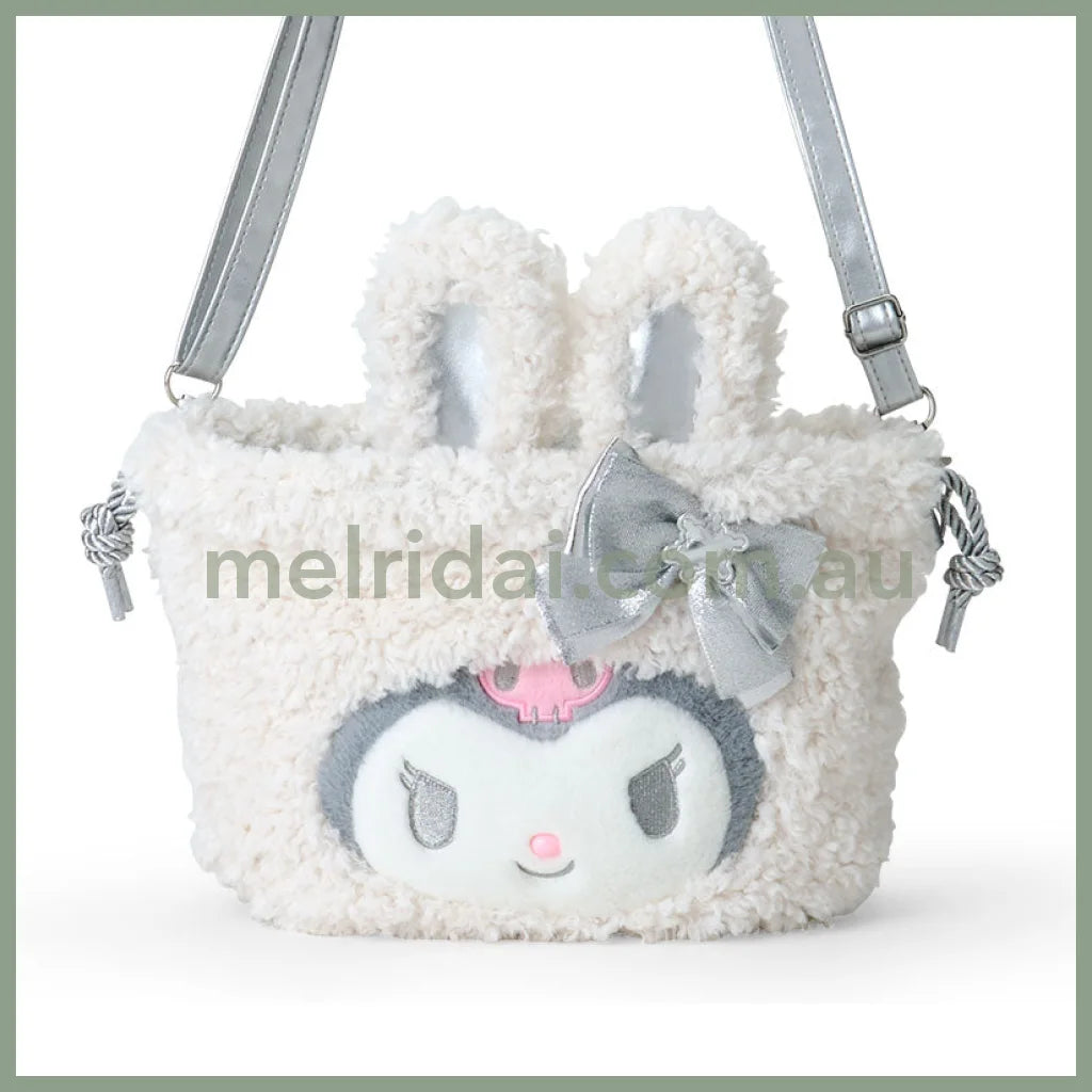 Sanrio | Kuromi 2Way Drawstring Shoulder Bag 28×8×25Cm (Fluffy Snow Rabbit)